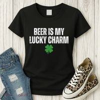 Beer Is My Lucky Charm Funny St Patricks Day Women's T-Shirt thumb 3