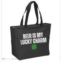 Beer Is My Lucky Charm Funny St Patricks Day Tote Bag thumb 2