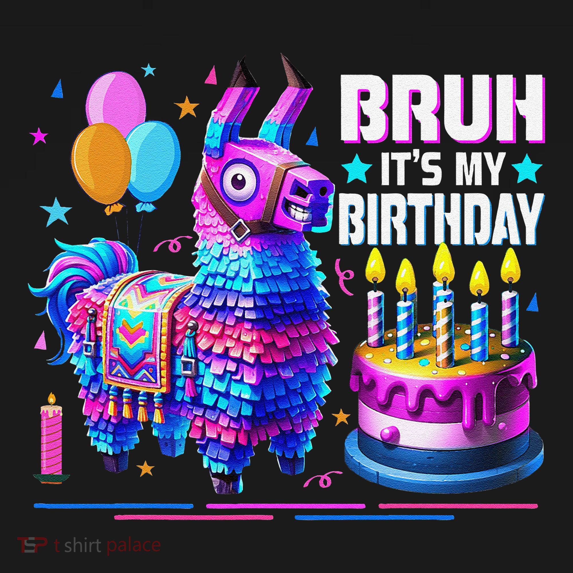 Bruh Its My Birthday Llama Pinata Boy Girl Family Party Bday Gift T-Shirt