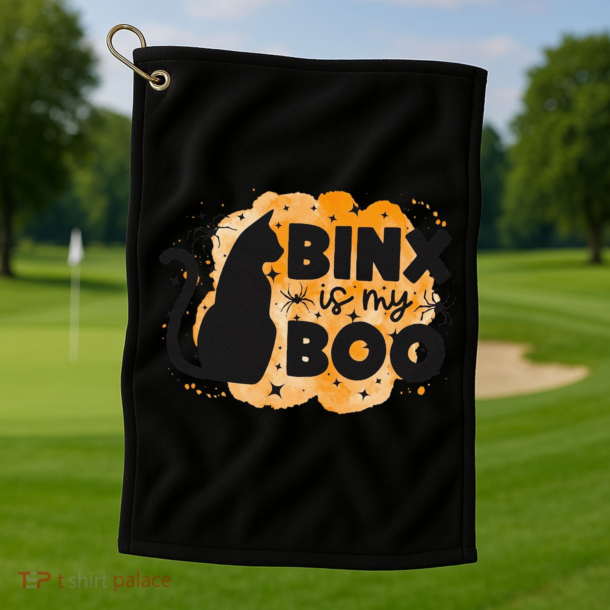 Binx Is My Boo Halloween Cat Scary Holiday Horror Night Golf Towel