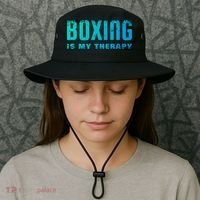 Boxing Is My Therapy Boxer Cool Gift Bucket Hat thumb 3