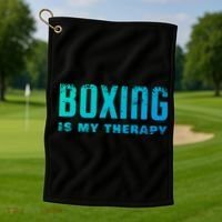Boxing Is My Therapy Boxer Cool Gift Golf Towel thumb 1