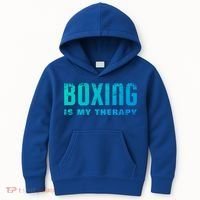Boxing Is My Therapy Boxer Cool Gift Kids Hoodie thumb 0