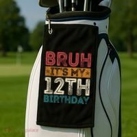 Bruh Its My 12th Birthday 12 Year Old Birthday Golf Towel thumb 2