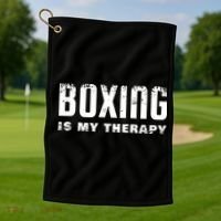 Boxing Is My Therapy Boxer Gift Golf Towel thumb 1