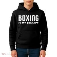 Boxing Is My Therapy Boxer Gift Kids Hoodie thumb 4