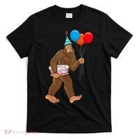 Bigfoot ItS My Birthday Party Hat Balloons Sasquatch T-Shirt thumb 0