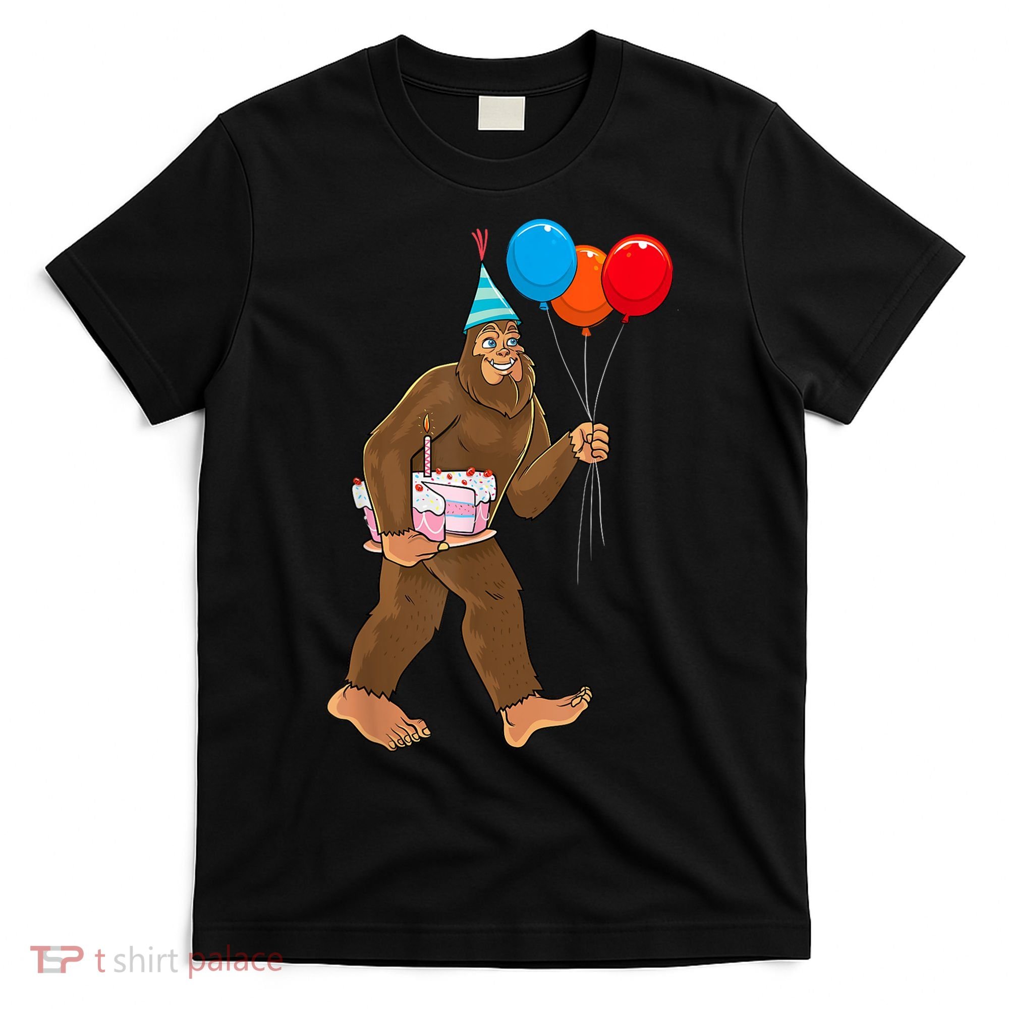 Bigfoot ItS My Birthday Party Hat Balloons Sasquatch T-Shirt