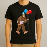 Bigfoot ItS My Birthday Party Hat Balloons Sasquatch T-Shirt thumb 3