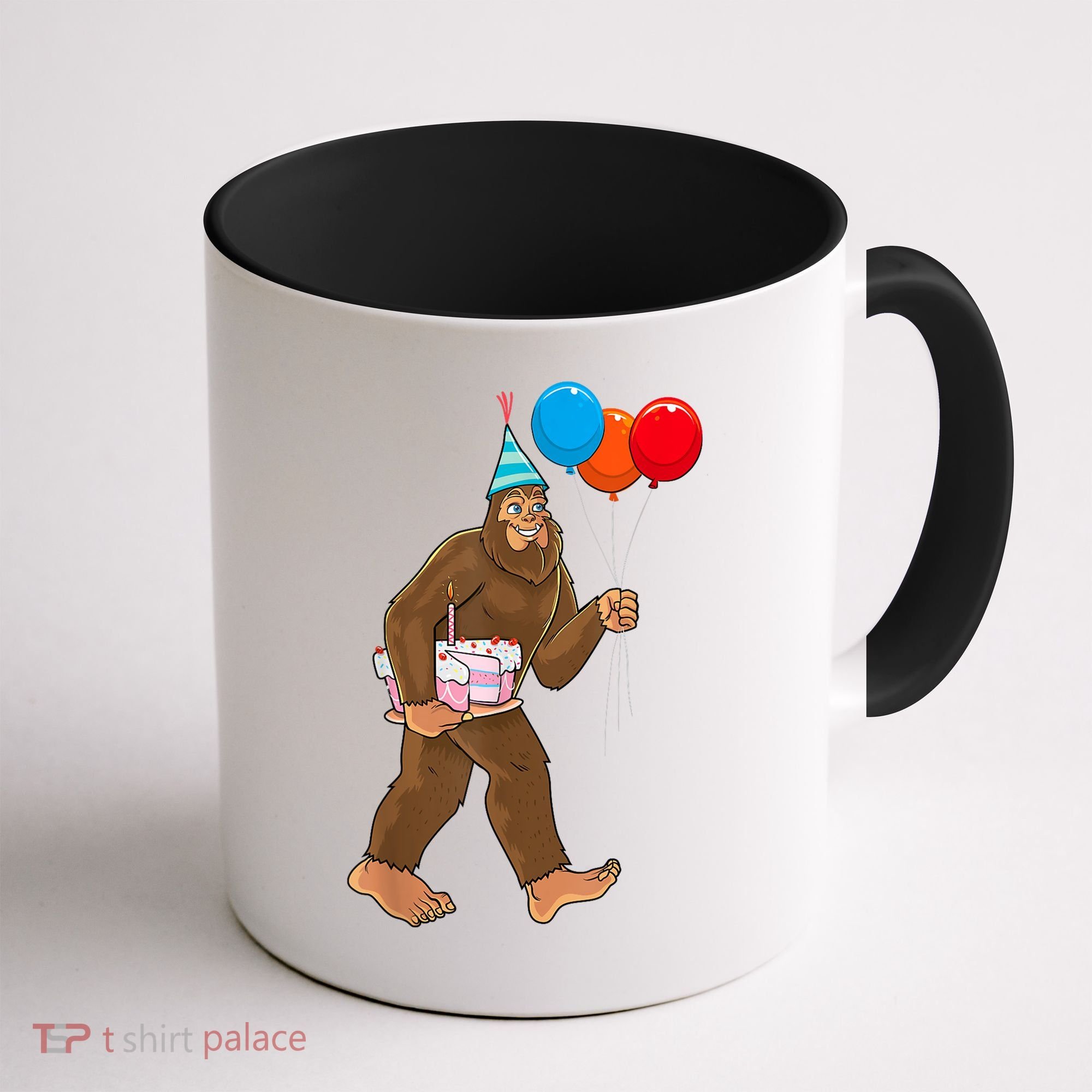 Bigfoot ItS My Birthday Party Hat Balloons Sasquatch Coffee Mug