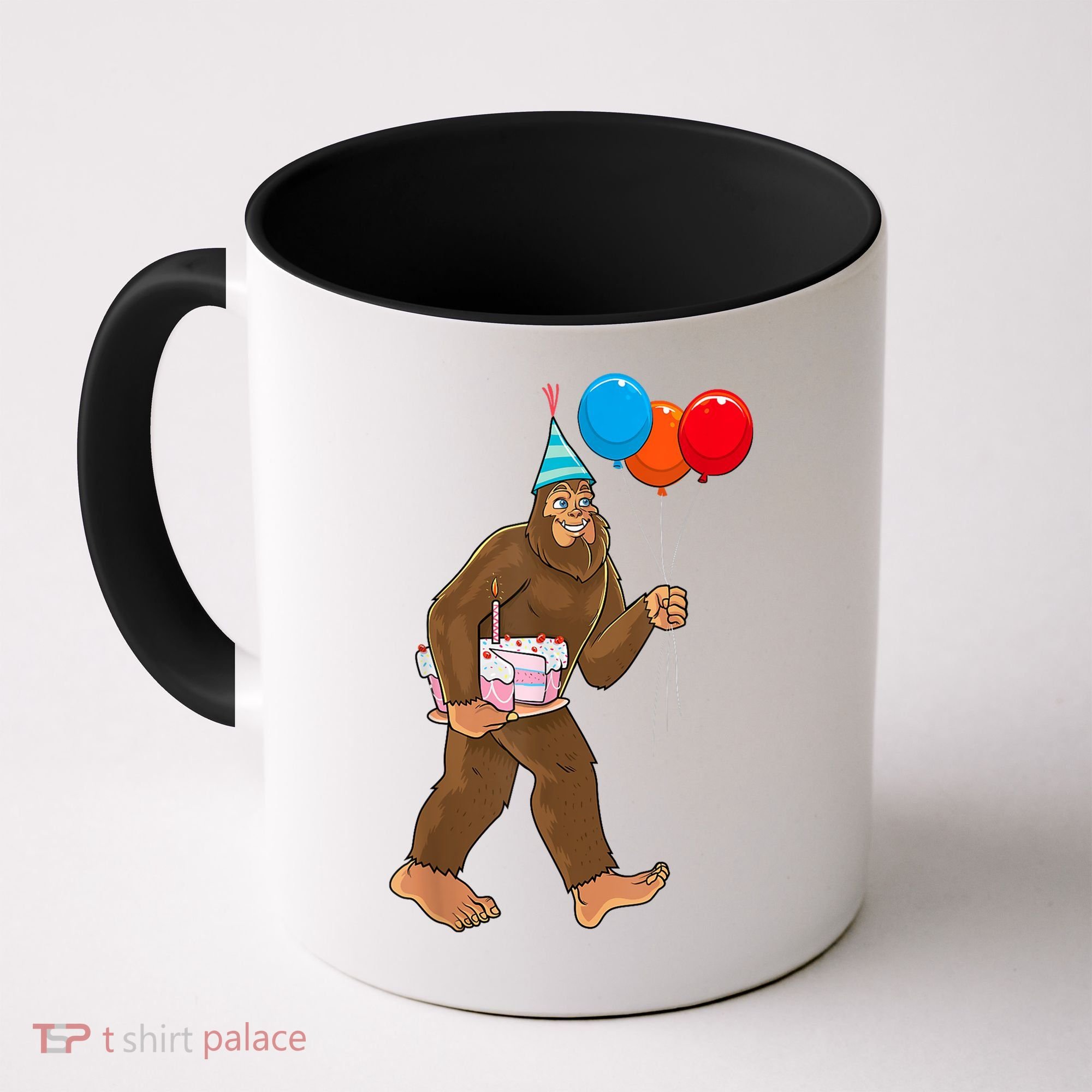 Bigfoot ItS My Birthday Party Hat Balloons Sasquatch Coffee Mug