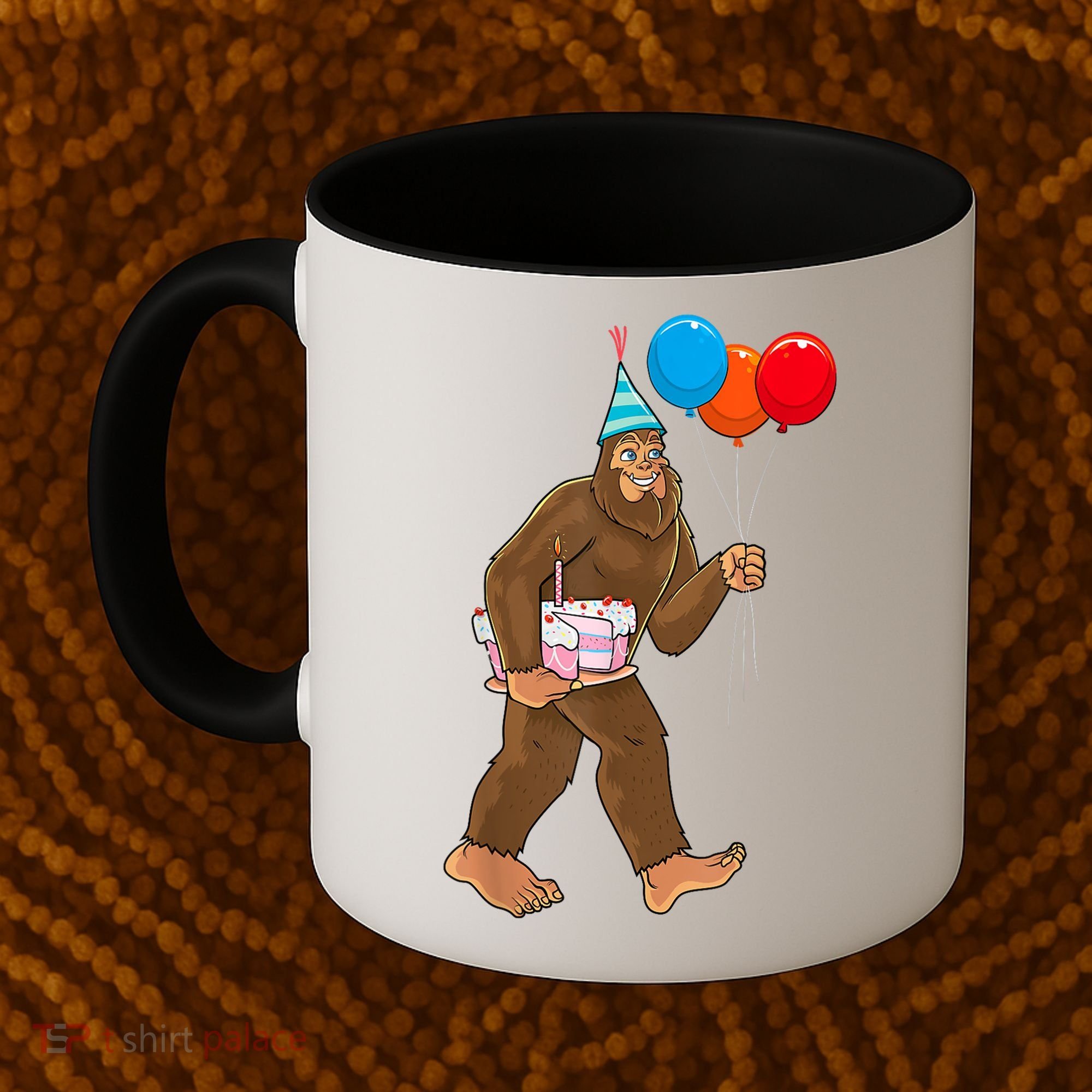 Bigfoot ItS My Birthday Party Hat Balloons Sasquatch Coffee Mug