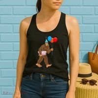 Bigfoot ItS My Birthday Party Hat Balloons Sasquatch Women's Tank Top thumb 2