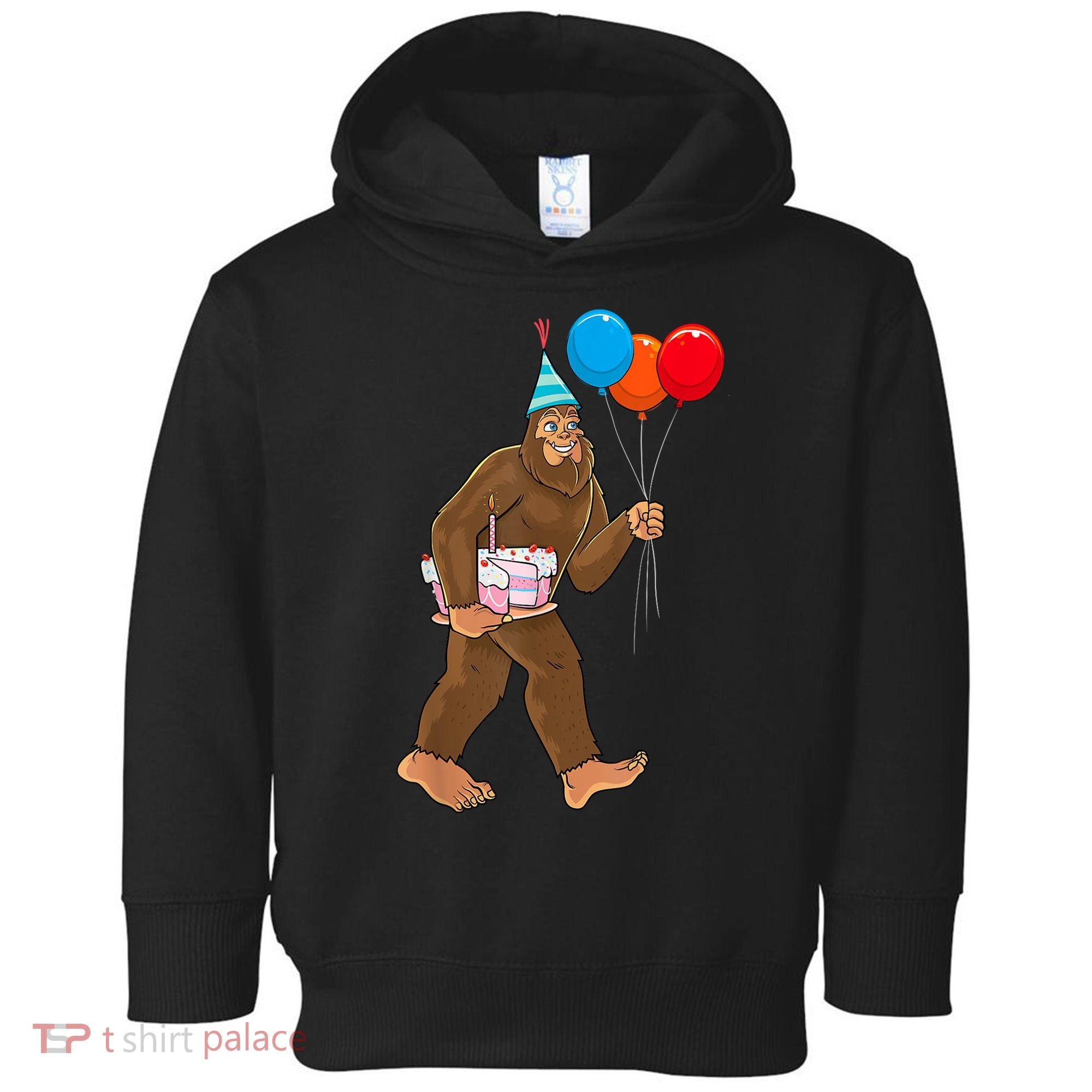 Bigfoot ItS My Birthday Party Hat Balloons Sasquatch Toddler Hoodie