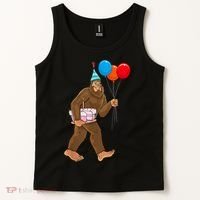 Bigfoot ItS My Birthday Party Hat Balloons Sasquatch Tank Top thumb 2