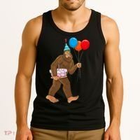 Bigfoot ItS My Birthday Party Hat Balloons Sasquatch Tank Top thumb 3