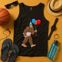 Bigfoot ItS My Birthday Party Hat Balloons Sasquatch Tank Top thumb 4