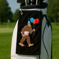 Bigfoot ItS My Birthday Party Hat Balloons Sasquatch Golf Towel thumb 2