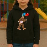 Bigfoot ItS My Birthday Party Hat Balloons Sasquatch Kids Hoodie thumb 3