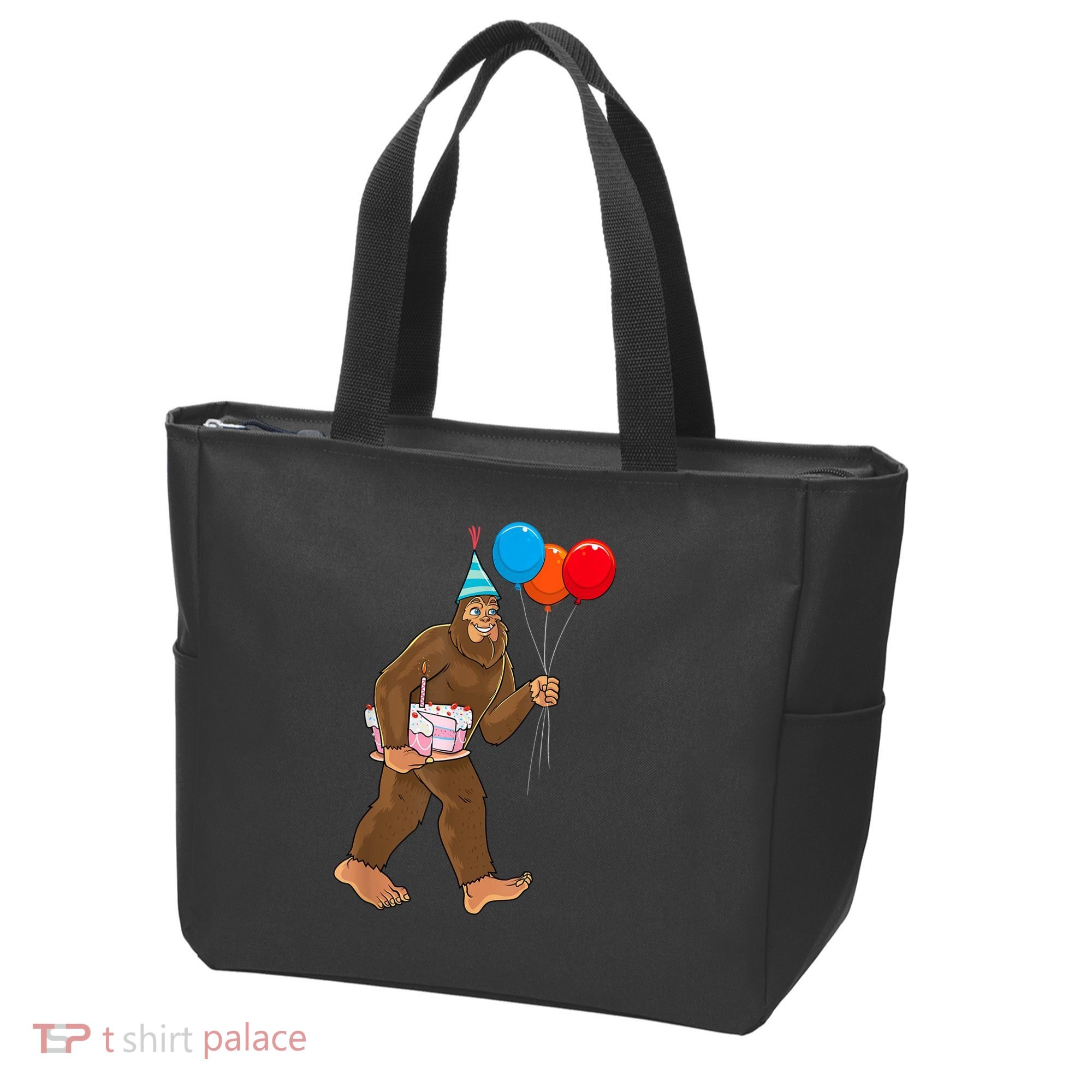 Bigfoot ItS My Birthday Party Hat Balloons Sasquatch Tote Bag