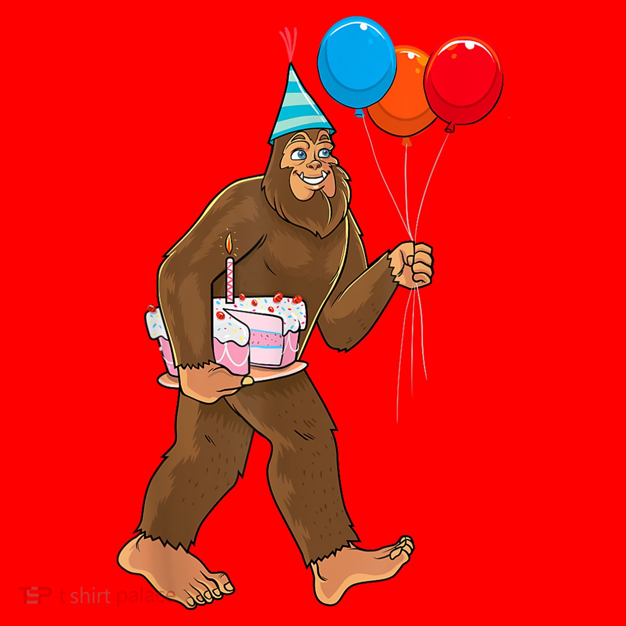 Bigfoot ItS My Birthday Party Hat Balloons Sasquatch Santa Hat