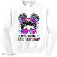 Bruh It's My 5th Birthday Retro 5 Year Old Birthday 5ry Girl Kids Sweatshirt thumb 0