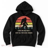 Bigfoot I May Be Old But Saw All The Cool Bands With Guitar Hoodie thumb 0