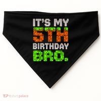 Boy It'S My 5th Birthday Bro Video Game Pixel USA-Made Doggie Bandana thumb 0