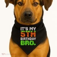 Boy It'S My 5th Birthday Bro Video Game Pixel USA-Made Doggie Bandana thumb 1