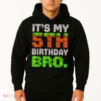 Boy It'S My 5th Birthday Bro Video Game Pixel Hoodie thumb 2