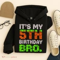 Boy It'S My 5th Birthday Bro Video Game Pixel Hoodie thumb 4