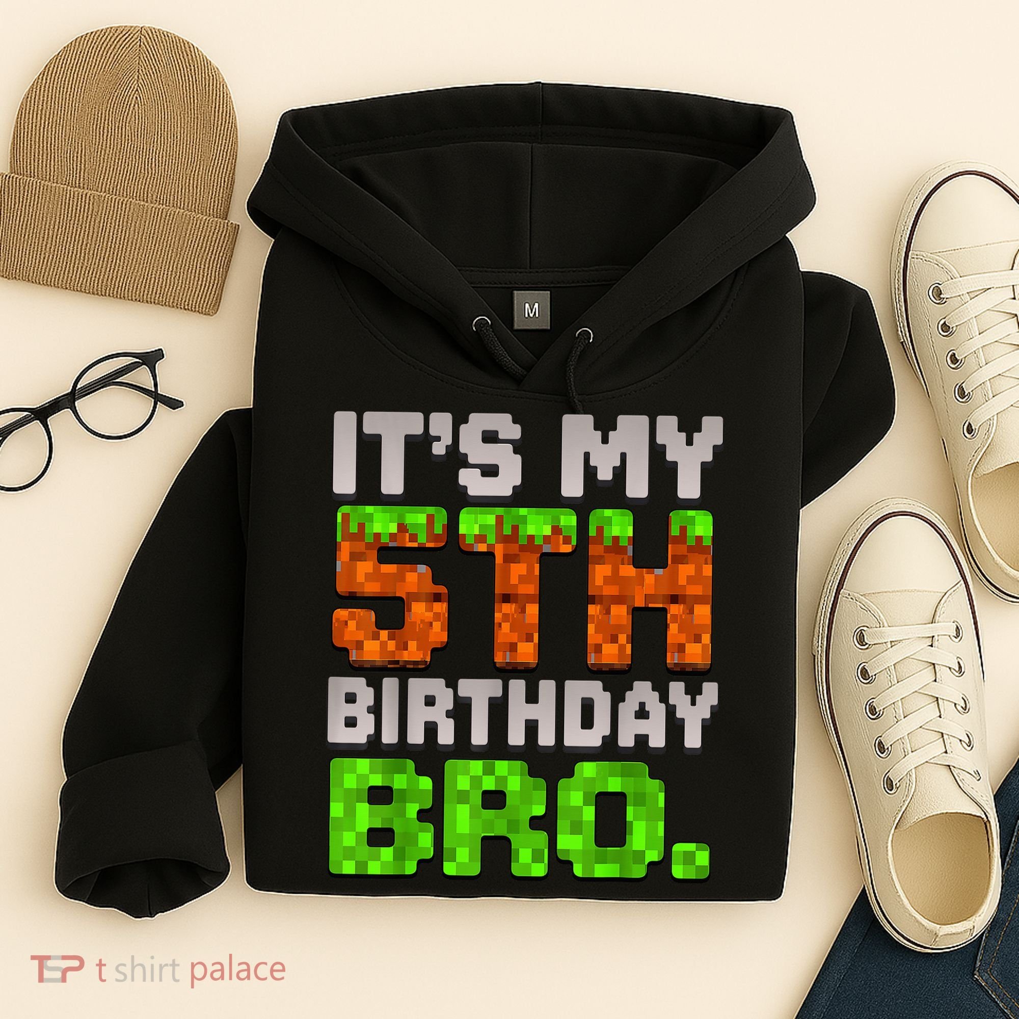 Boy It'S My 5th Birthday Bro Video Game Pixel Hoodie