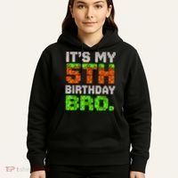 Boy It'S My 5th Birthday Bro Video Game Pixel Hoodie thumb 5