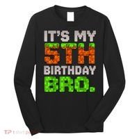 Boy It'S My 5th Birthday Bro Video Game Pixel Long Sleeve Shirt thumb 0