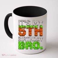 Boy It'S My 5th Birthday Bro Video Game Pixel Coffee Mug thumb 0
