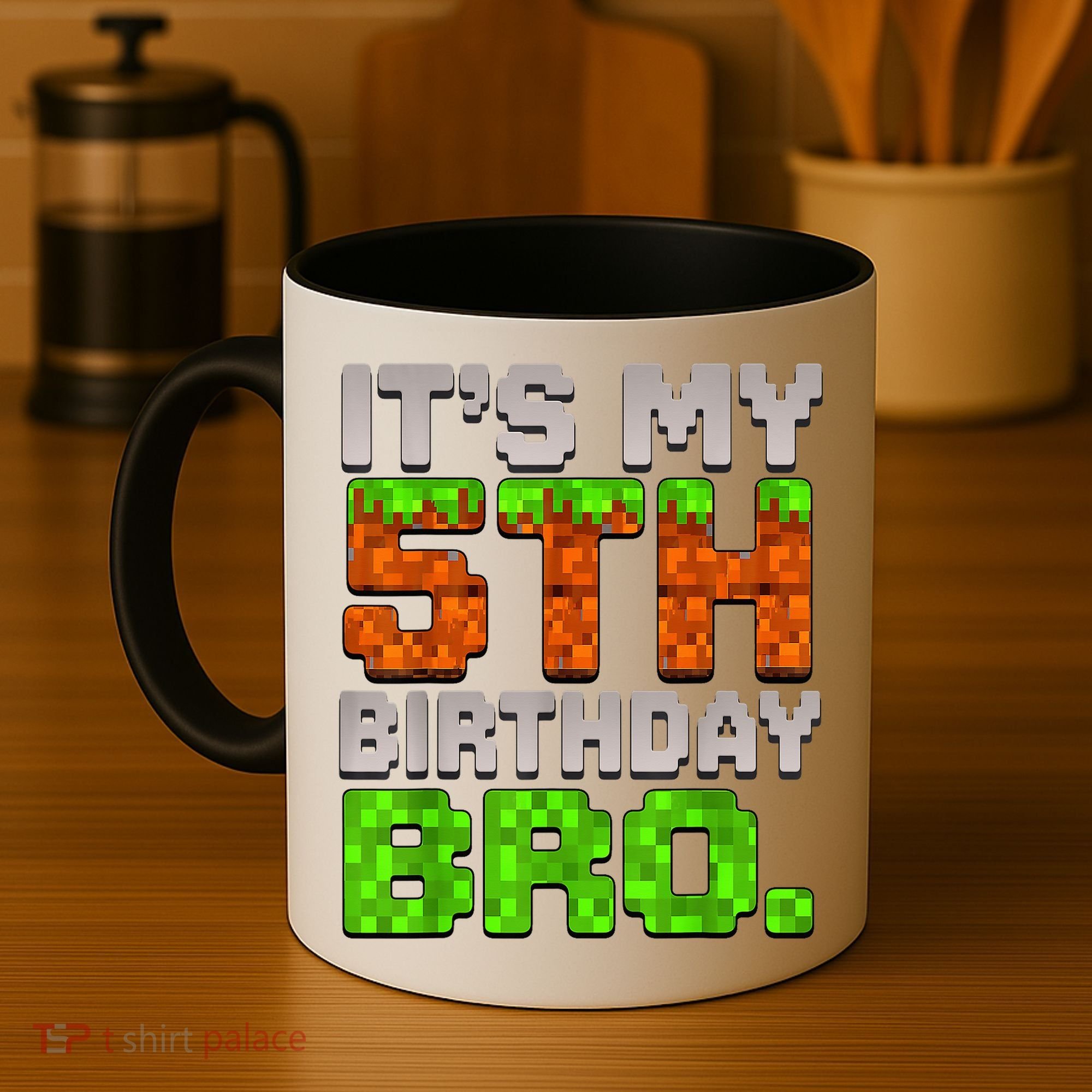 Boy It'S My 5th Birthday Bro Video Game Pixel Coffee Mug