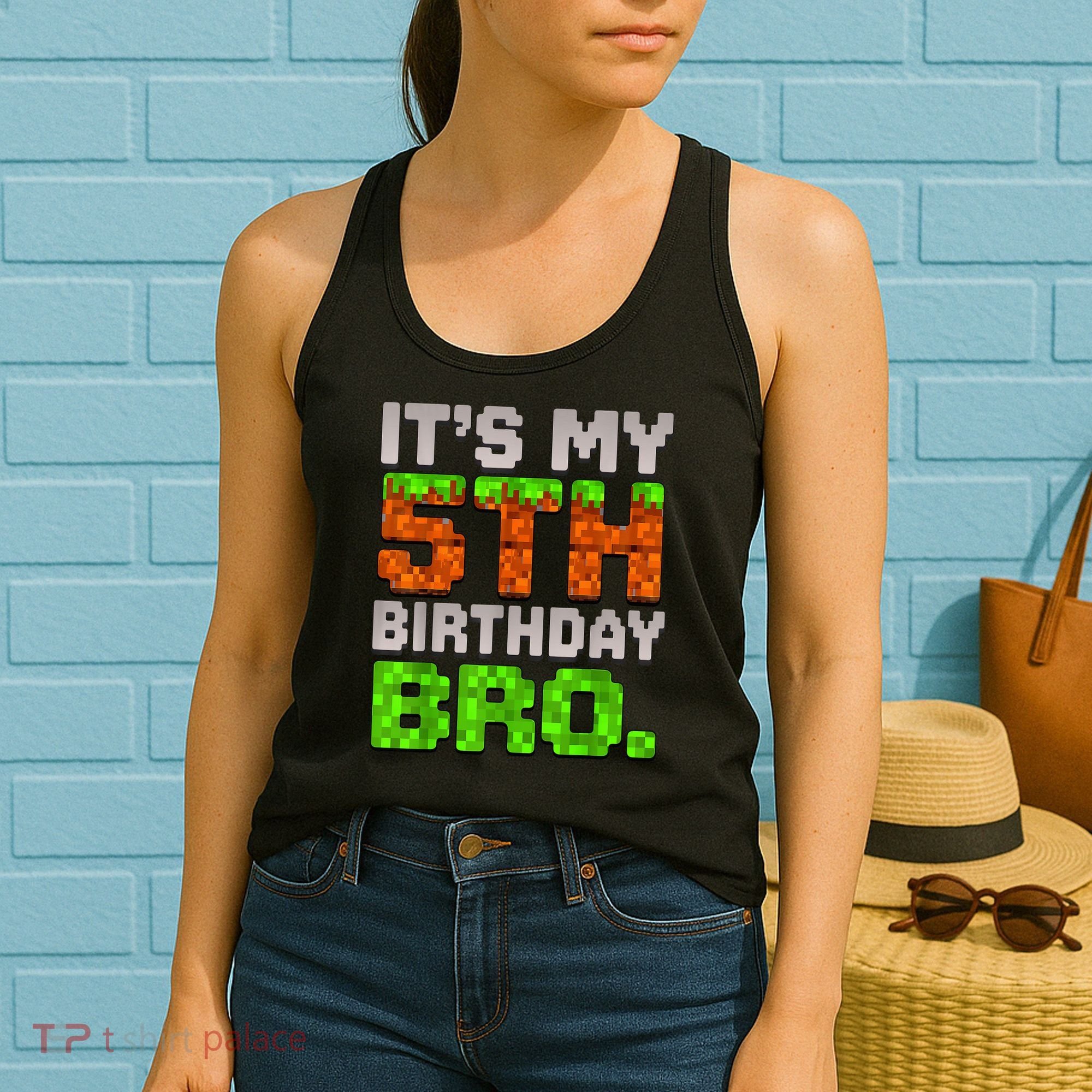 Boy It'S My 5th Birthday Bro Video Game Pixel Women's Tank Top