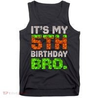 Boy It'S My 5th Birthday Bro Video Game Pixel Tank Top thumb 0