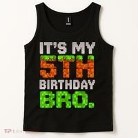 Boy It'S My 5th Birthday Bro Video Game Pixel Tank Top thumb 2