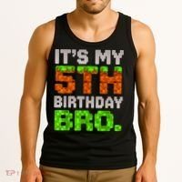 Boy It'S My 5th Birthday Bro Video Game Pixel Tank Top thumb 3