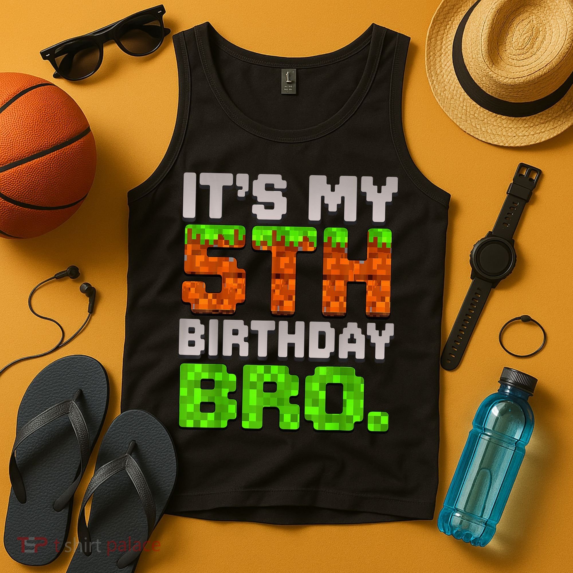 Boy It'S My 5th Birthday Bro Video Game Pixel Tank Top
