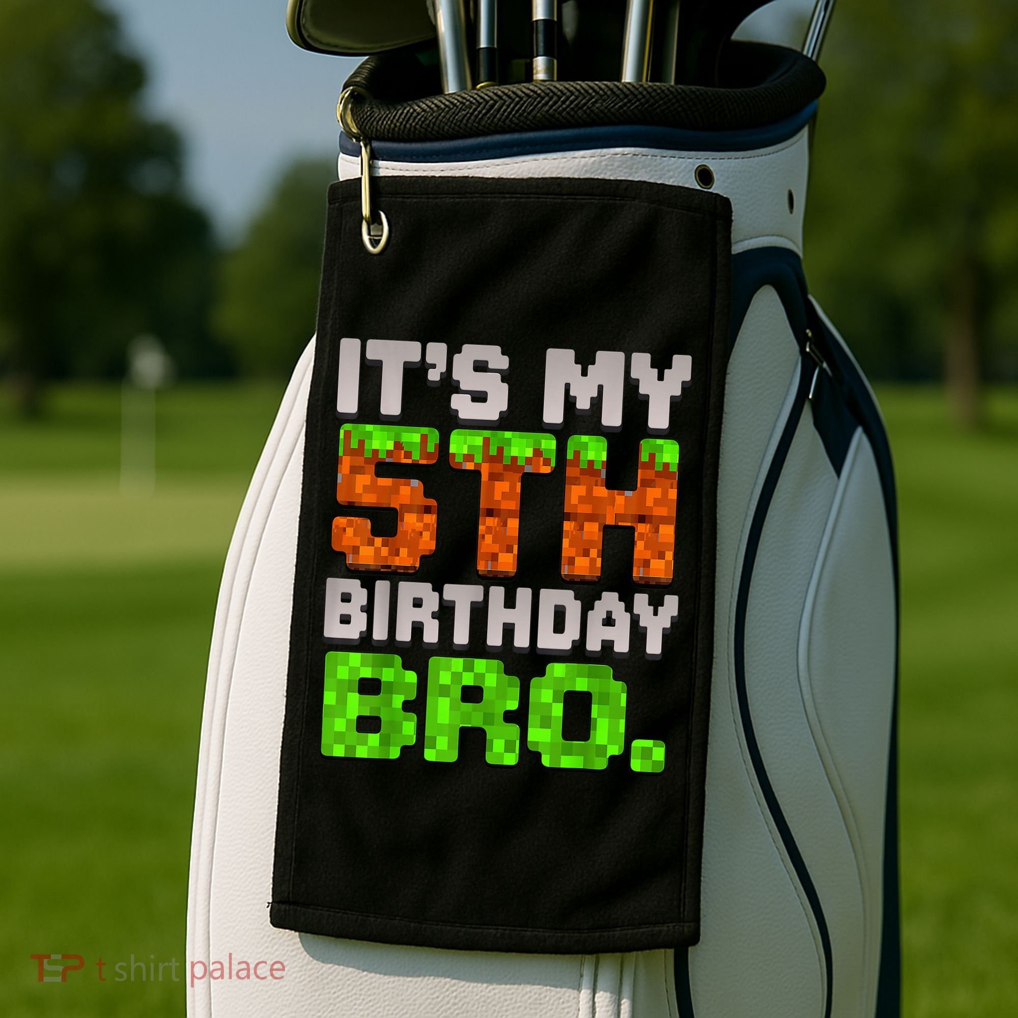 Boy It'S My 5th Birthday Bro Video Game Pixel Golf Towel
