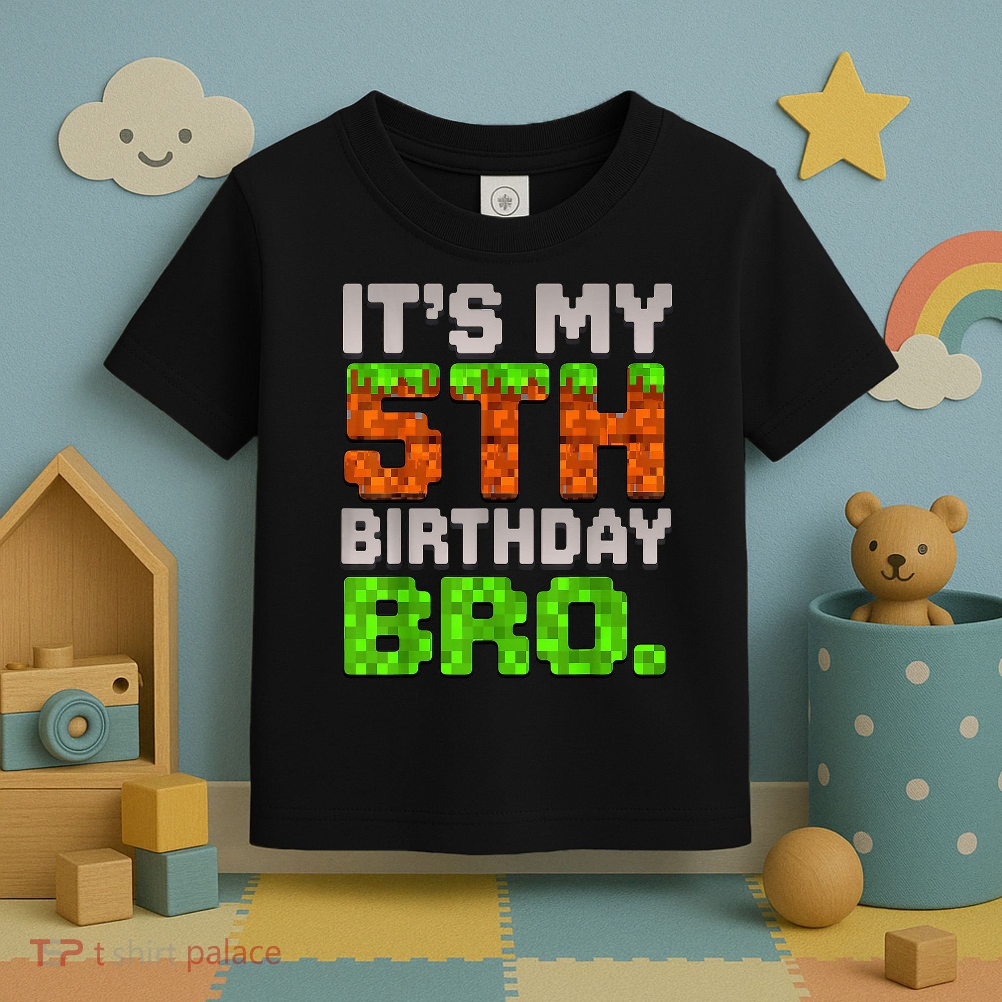 Boy It'S My 5th Birthday Bro Video Game Pixel Toddler T-Shirt
