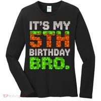 Boy It'S My 5th Birthday Bro Video Game Pixel Women's Long Sleeve Shirt thumb 0