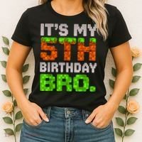 Boy It'S My 5th Birthday Bro Video Game Pixel Women's T-Shirt thumb 2