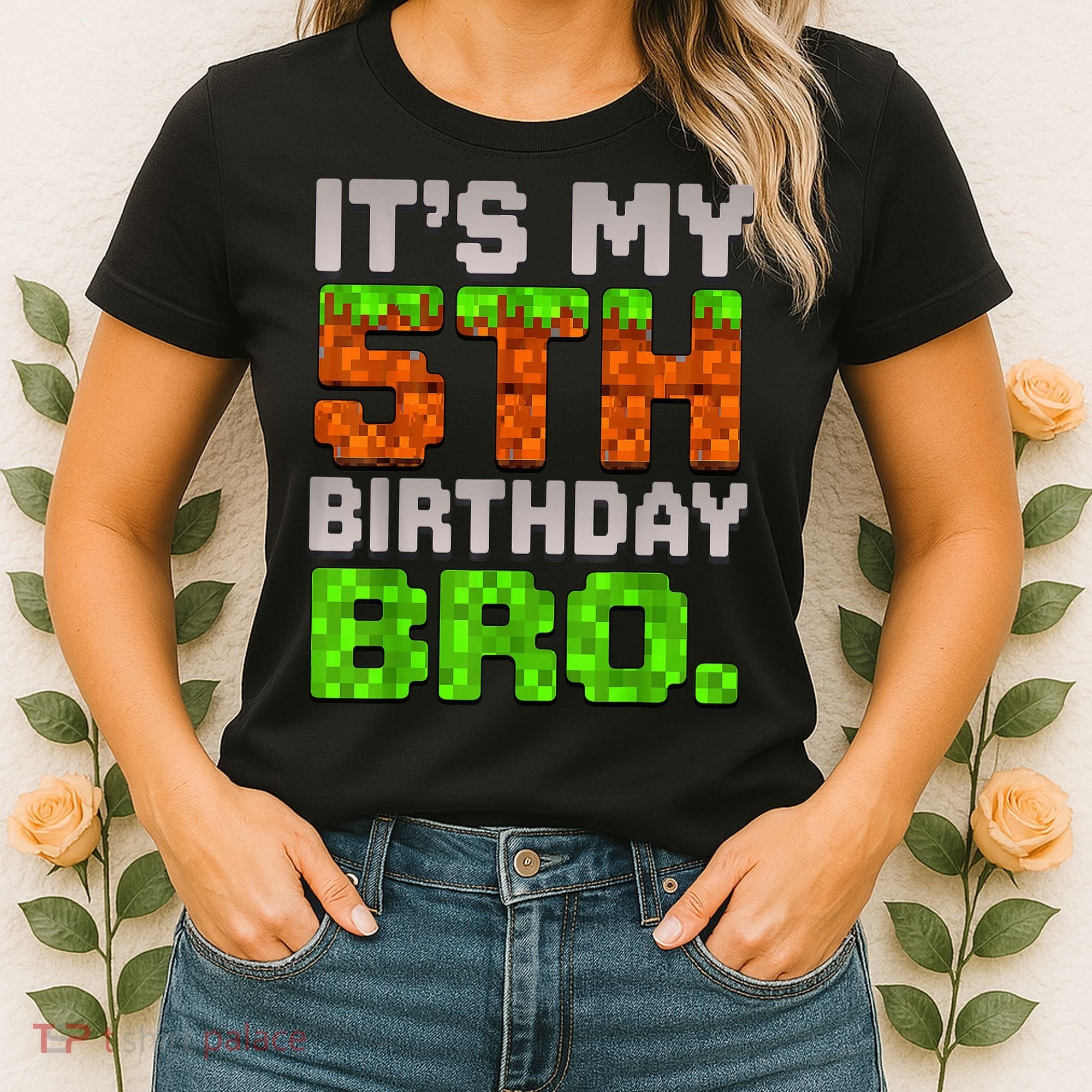 Boy It'S My 5th Birthday Bro Video Game Pixel Women's T-Shirt