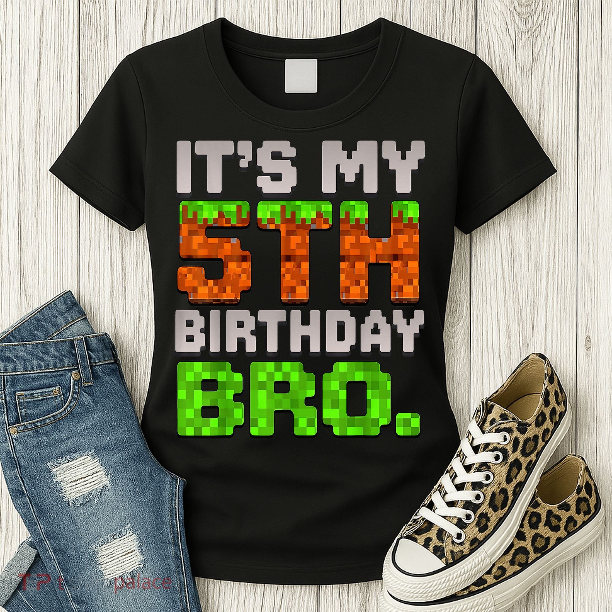 Boy It'S My 5th Birthday Bro Video Game Pixel Women's T-Shirt