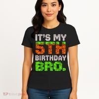 Boy It'S My 5th Birthday Bro Video Game Pixel Women's T-Shirt thumb 4