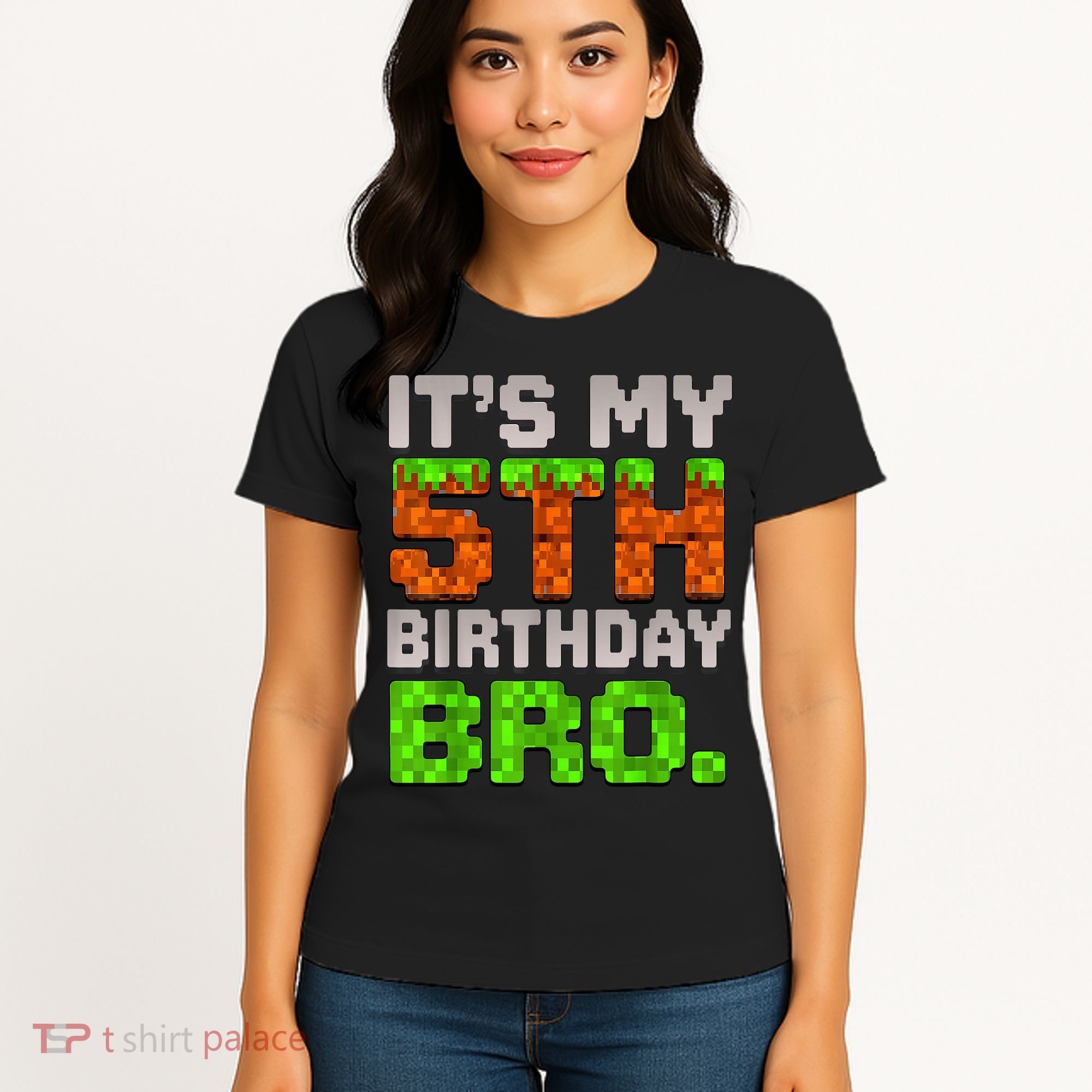 Boy It'S My 5th Birthday Bro Video Game Pixel Women's T-Shirt
