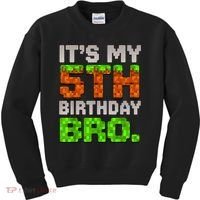 Boy It'S My 5th Birthday Bro Video Game Pixel Kids Sweatshirt thumb 0